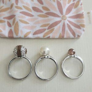 HENRI BENDEL Silver Plated Stackable Ring Set of 3 ~ Size 8 ~ MINT!